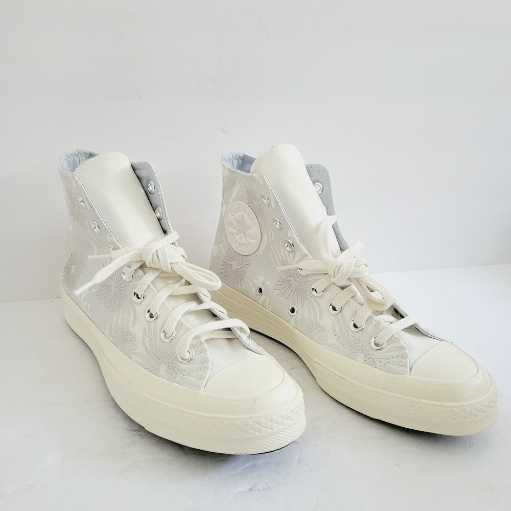 New Converse Women's Chuck 70 Hi Floral Print Grey Cream Sneakers Size 8.5